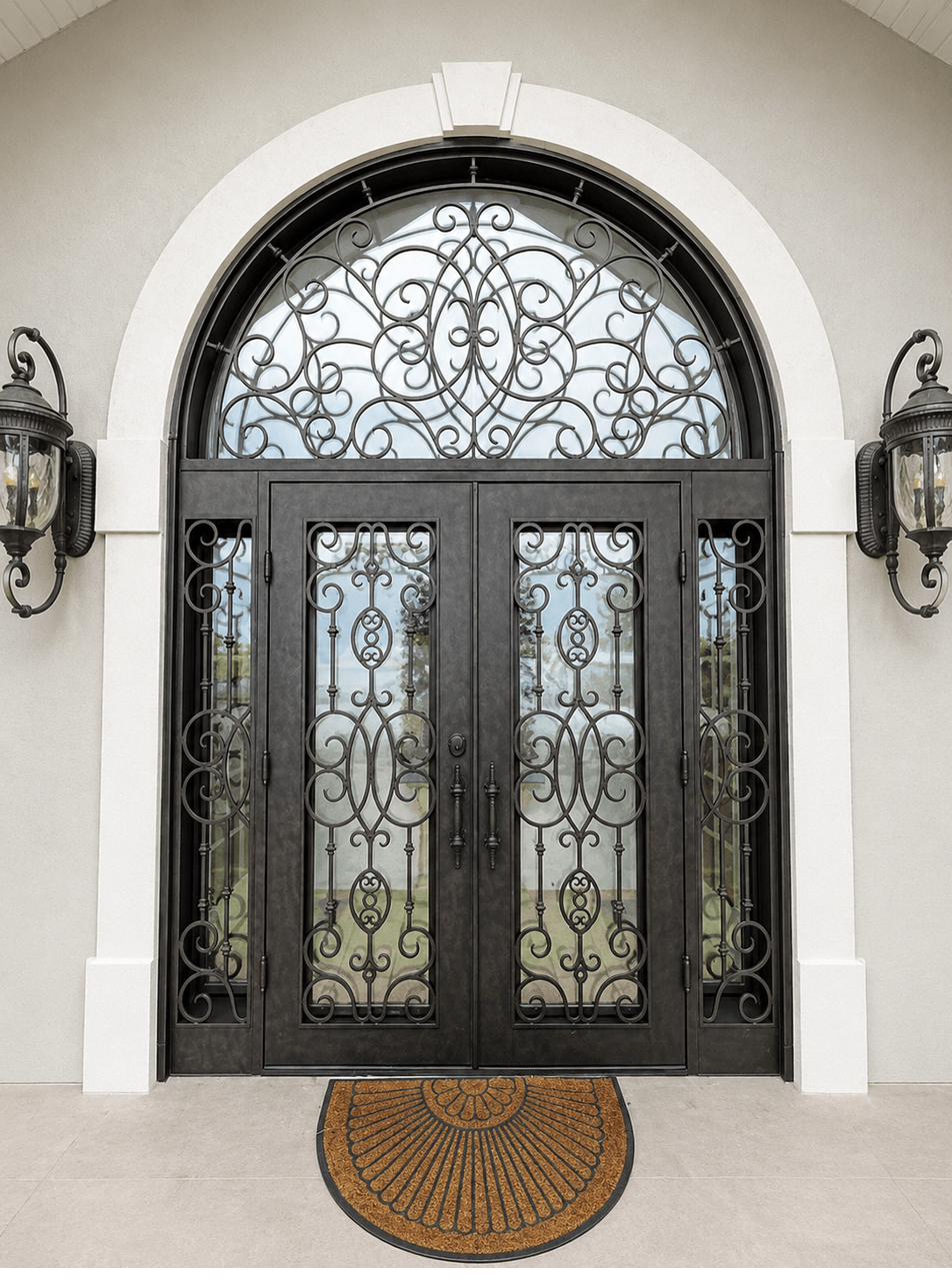 Iron Entry Double Door with transom- PS7373