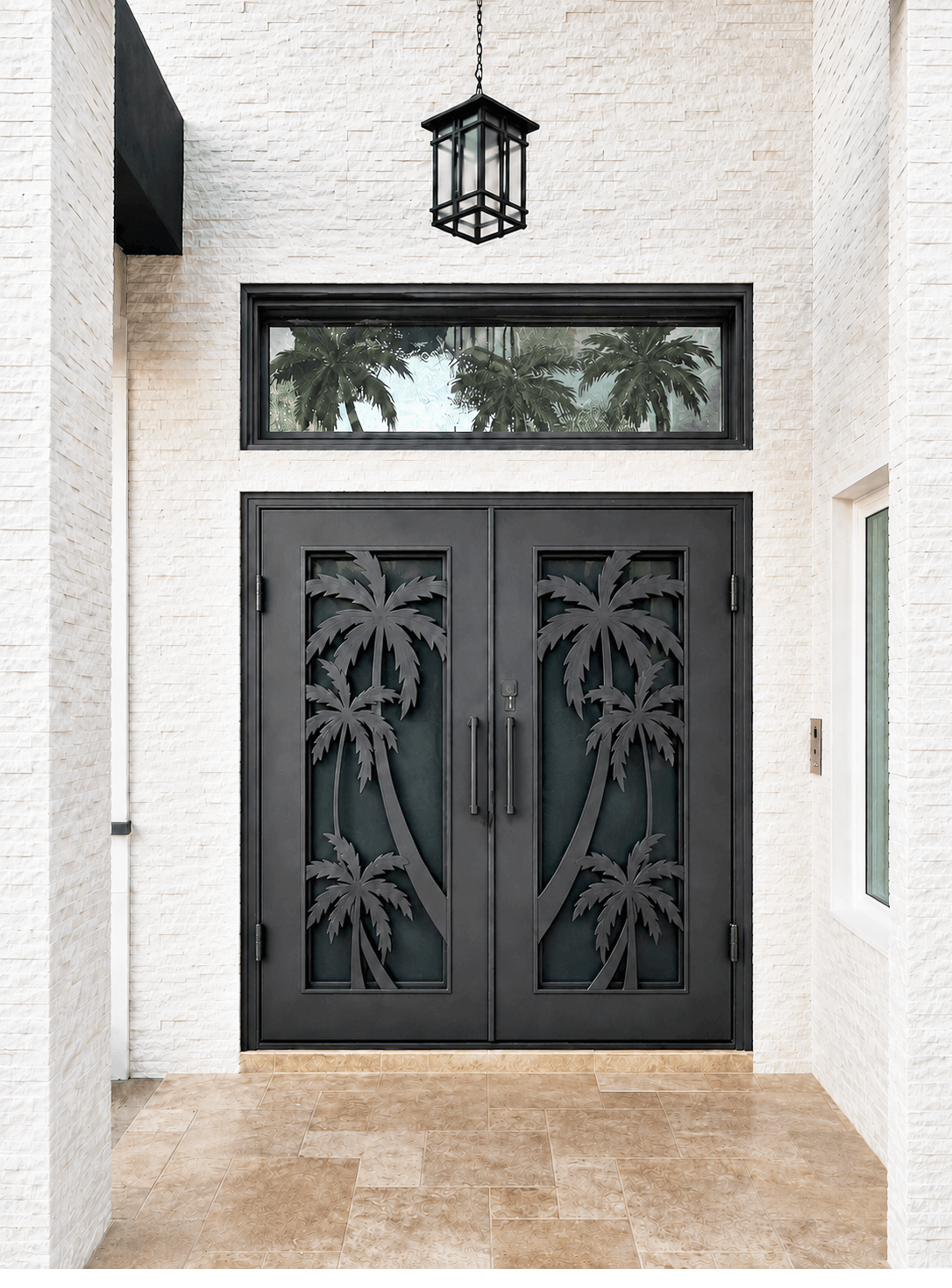 Iron Entry Double Door with Transom - PS7155